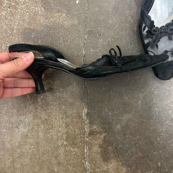 Y2k kitten heels pointy toe mesh shoes whimsigoth witchy grunge - Picture 2 of 4